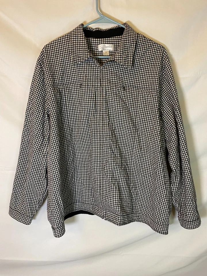 CHRISTOPHER & BANKS WOMENS BLACK WHITE CHECK ZIP UP Blazer PLUS SIZE 3X 24W 26W - Image 1 of 2