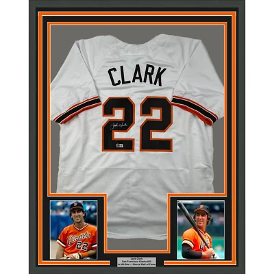 Jersey blanco enmarcado autografiado/firmado Jack Clark 35x39 San Francisco certificado de autenticidad JSA Foto 1 de 2