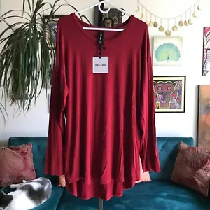 AGNES & DORA size XL Red Stretch Jersey Long Sleeve Easy Tee Hi-Lo NWT - Picture 1 of 4
