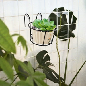 Iron Hanging Pot Wall Flower Pot Holder Balcony Flower Holder Wall Flower Basket - Picture 1 of 9