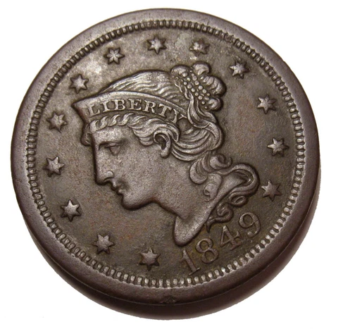 OLD US COINS 1849 LARGE CENT PENNY HIGHGRADE EARLY COPPER BEAUTY Cover