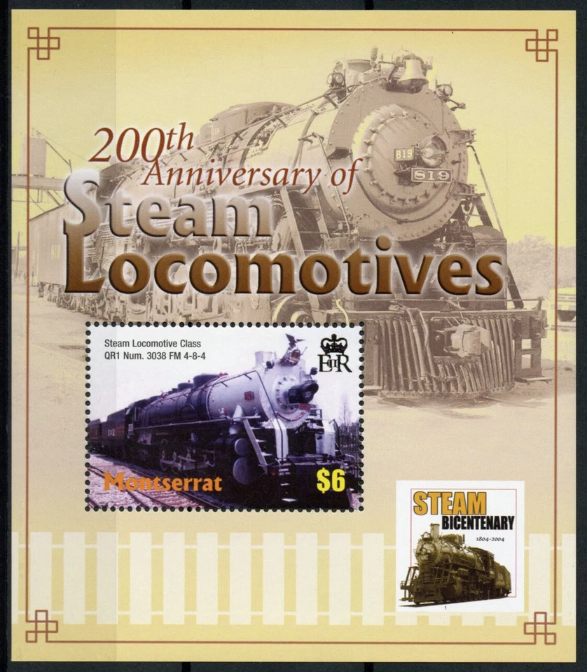 Trains Railways Stamps Montserrat 2004 MNH Steam Locomotives 200th Anniv 1v S/S - Image 1 of 1