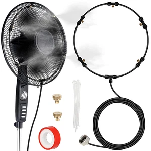 Fan Misting Kit, Outdoor Fan Misting Cooling System with 19.36FT Misting Line + - Picture 1 of 12