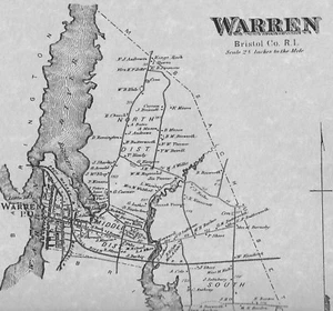 Warren RI 1870 Maps with Businesses and Homeowners Names Shown - Picture 1 of 4