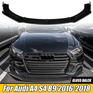 For 2017-2018 Audi A4 B9 Sedan Front Bumper Spoiler Lip Splitter Gloss Black New - Picture 1 of 9