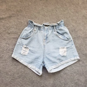 Shein Shorts Damen große Paperbag blau Bündchen hoher Bund helle Waschung Denim Damen - Bild 1 von 10
