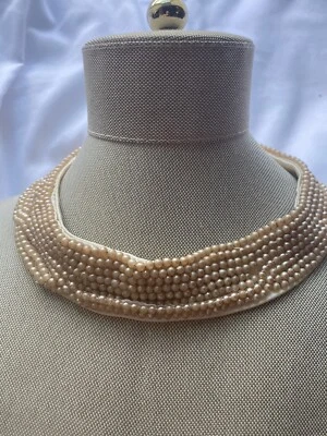 Collar, collar, gargantilla vintage de perlas Baar & Beards hecho a mano forro satinado Japón Foto 1 de 4