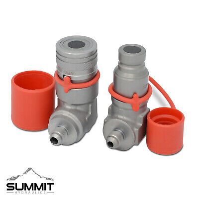 90 Degree Flat Face Skid Steer Hydraulic Quick Connect Coupler Set 3/8″ JIC Male • 52.55£