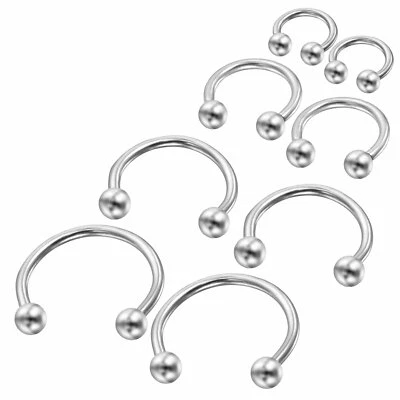 8PCS Horseshoe Nose Septum Lip Rings Nipple Tragus Cartilage Eyebrow Piercing - Image 1 of 4