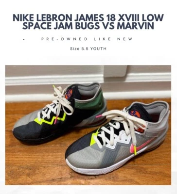  Nike LEBRON 18 LOW GS Zapatos Space Jam Bugs vs Marvin DJ3760-005 Talla 5.5 Y Foto 1 de 4