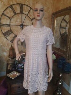 Abendkleid Sommerkleid Gr38 Puder Nude Neu Stickerei Kurzarmkleid - Bild 1 von 4