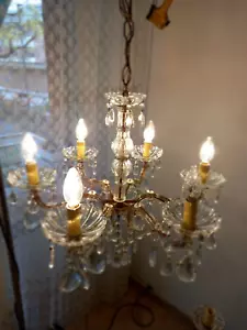 LAMPADARIO VINTAGE MARIA TERESA CLASSICO CRISTALLI 6 LUCI OLD CHANDELIER LUSTRE - Bild 1 von 9
