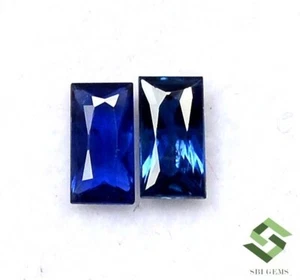 5x2.75 mm Certified Natural Blue Sapphire Baguette Cut Pair 0.65 CTS Loose Gems - Picture 1 of 6