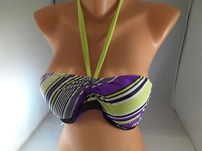 Blusa de biquíni estilo cabide reversível Zero Xposur® tamanho 10 preta roxa nova com etiquetas  - Imagem 1 de 4