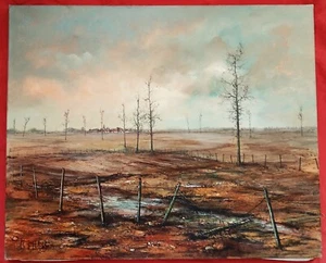 Superbe huile du XXe siècle par Michel Girard " paysage campagne en Automne " - Picture 1 of 5