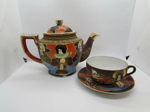Vintage Japanese Tea Set Tea Pot Cup Saucer EUC 30s - Picture 1 of 12
