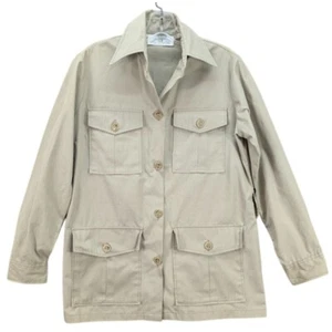 Orvis Safari Jacket Womens Beige Belted Utility Field Coat Cotton Travel Size 12 - Picture 1 of 14
