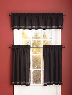 Window Curtain - Tier Pair  36" L -  Berry Crock by Park Designs - Black Ivory Foto 1 de 2