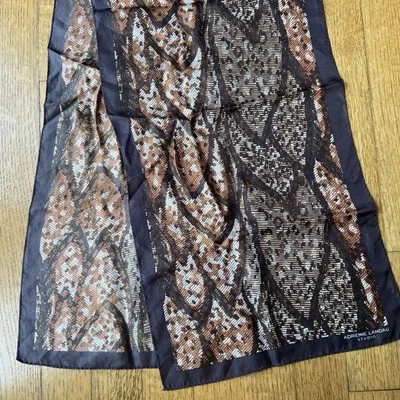 Adrienne Landau Studio 100% Silk Scarf Hand Rolled Hem 11 x 51.5” Abstract Print - Image 1 of 4