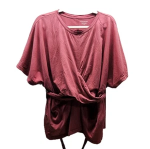 Banana Republic Womens Coral Shirt Wrap Tie Back Tshirt Suprima Cotton XXL - Picture 1 of 10