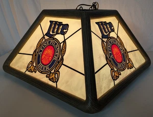 Vintage 1983 Miller Lite Beer Pool Table Light Lighted Sign 20.5x20.5x12" - Picture 1 of 15