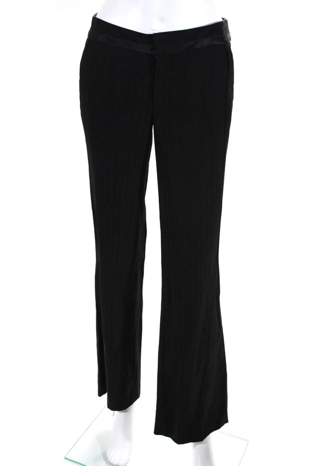 Rachel Roy Womens Woven Striped Mid Rise Straight Leg Dress Pants Black Size 0 - Image 1 of 4