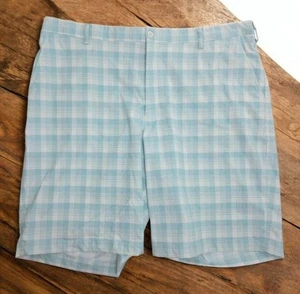 Nike Golf Mens Plaid Light Blue Checkered Shorts 42 Polyester/Spandex - Picture 1 of 7
