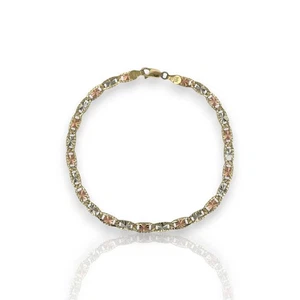 10K voll massiv Valentino dreifarbige Glieder Fußkettchen - 10K Gelbgold - Bild 1 von 9