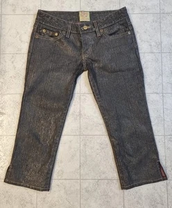 Y2K Japan delyle Capri Jeans 5 pockets Metaric Pink Steches - Picture 1 of 12