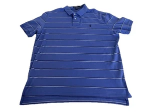 Polo Ralph Lauren Herren Vintage blau weiß gestreiftes Polo Kurzarm Hemd Gr. XL - Bild 1 von 5