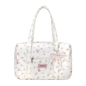 Coquette Bag with Bow Pearl Charm Floral Quilted Duffle Bag for Women Girls S... - Picture 1 of 6