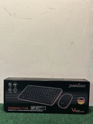 PERIDUO-712B Wireless Mini Keyboard and Mouse Set, Black, US English Layout - Image 1 of 4