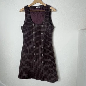 Borgofiori Minikleid Wolle ärmellos kariert Größe 6 mehrfarbig Knopf gefüttert Italien - Bild 1 von 15