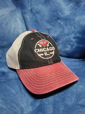  Chicago Illinois 1837 Hat Cap Red Black Mesh Strapback Fahrenheit Headwear  - Image 1 of 4