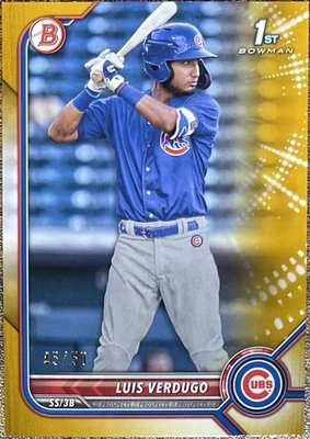 2022 Bowman Luis Verdugo 1st Gold Paper #45/50 Phillies Cubs #BP-147 - Image 1 of 2