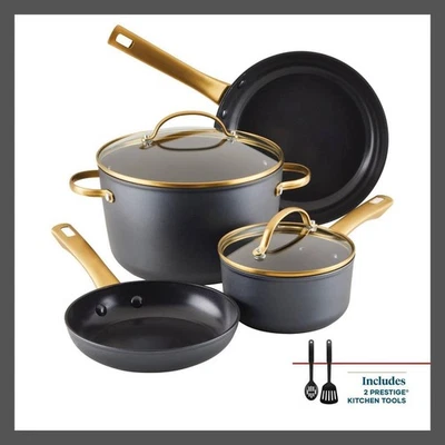 Farberware 8PC Ceramic Aluminum Cookware Set 500 Degree F Forged Induction