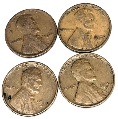 # C1348 monedas de centavo Lincoln de Estados Unidos, 1911, 1924, 1936-D, 1940-S Foto 1 de 2