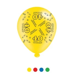 Paquete de 8 globos multicolores de relleno de aire/helio para fiesta de 40 cumpleaños - 40 hoy - Imagen 1 de 1