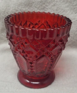 NIB Vintage Incandescence Ruby Red Glass Hobnail cut glass Candle Holder 4” Red - Picture 1 of 8