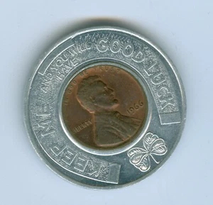 ENCASED BY GREAT PLAINSCOIN CLUB FOR S.DAKOTA STATE CONV A  1966 LINCOLN CENT - Picture 1 of 2