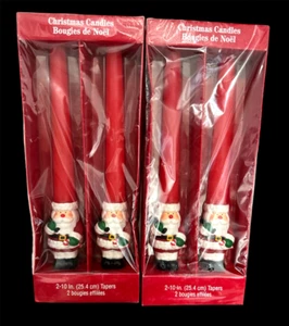Set 4 Candele Coniche Babbo Natale Cera Rossa Auguri Americani 2 Scatole - Foto 1 di 4