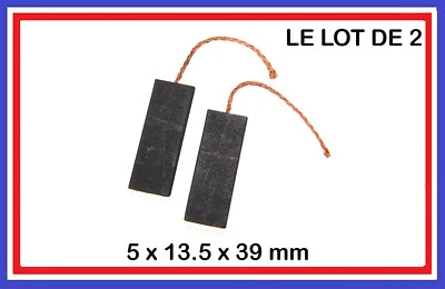 Lot  2 Balais de Charbon 5 x 13.5 x 39 mm Moteur électrique MACHINE A LAVER - Photo 1/4