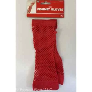 Fingerless Fishnet Gloves Red Costume Halloween Cosplay - Picture 1 of 4