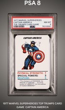 1977 MARVEL SUPERHEROES TOP TRUMPS CARD GAME CAPTAIN AMERICA PSA 8 POPULATION 3