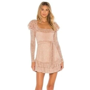 MAJORELLE Revolve Priyanka Lace Ruffle Trim Mini Dress in Blush Size XS - Picture 1 of 9