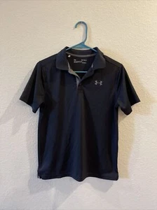 Under Armour Kids Unisex Large Black Heatgear Loose Quarter Button Tshirt! A1963 - Picture 1 of 3