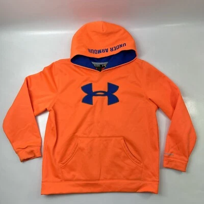 Under Armour Fluorescent Orange Hoodie Athletic Pullover Youth Size XL Loose - Image 1 of 4