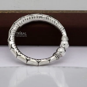925 sterling silver handmade customized work bangle bracelet kada nsk794 - Picture 1 of 7