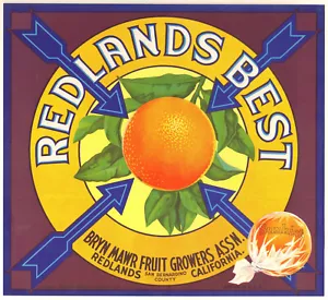 *Original* REDLANDS BEST Bryn Mawr Orange Crate Label NOT A COPY!! - Picture 1 of 1