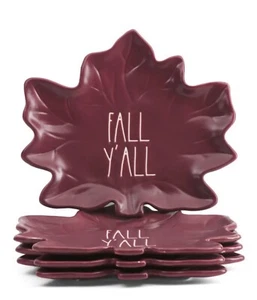 Rae Dunn "Fall Y’all" 4er Pack Teller in Blattform 8 x 7" - Bild 1 von 3
